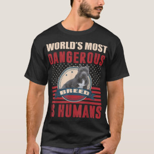 Camiseta Americano Bully Pitbull Humanos Raça Perigosa T-Sh