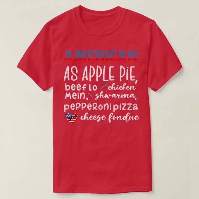 Camiseta Americano como Camisa-T Premium com Pizza de Apple (Frente do Design)