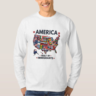 Camiseta Americano Construído por Imigrantes Patriótico Ame