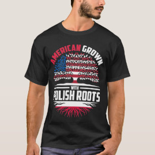 Camiseta Americano Cresceu com a Polônia de Bandeira Polone