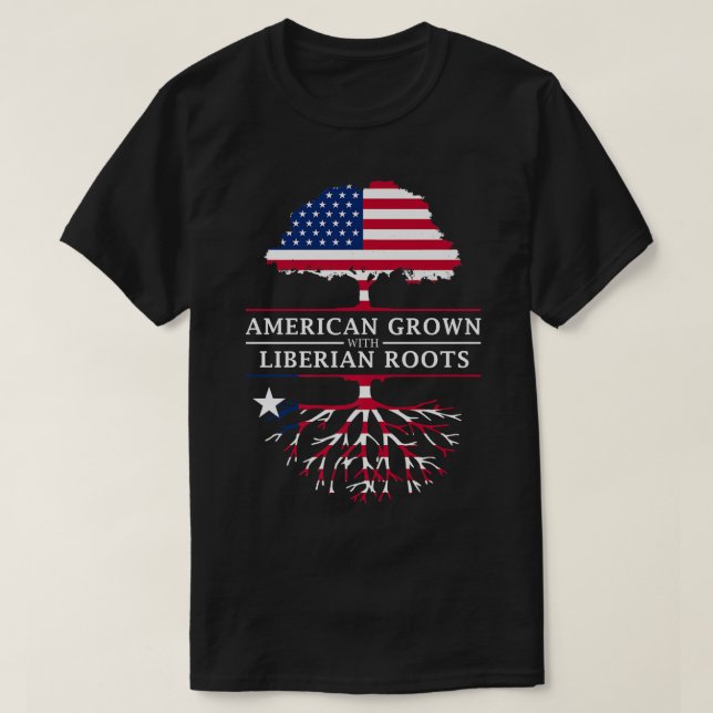 Camiseta Americano cresceu com as Raízes da Libéria (Frente do Design)