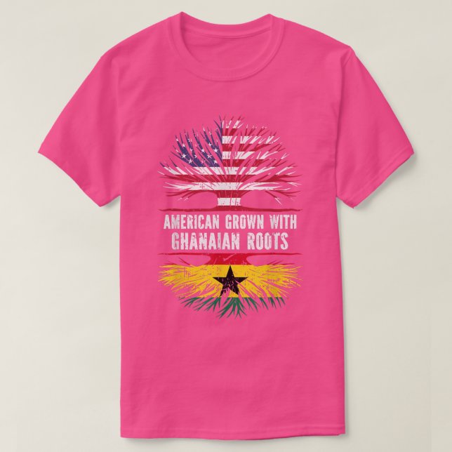 Camiseta Americano cresceu com as Raízes de Gana e EUA Band (Frente do Design)