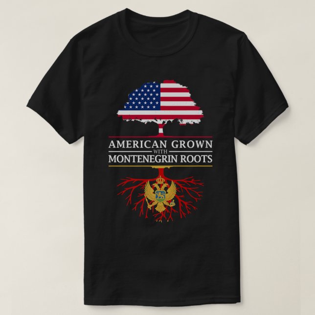 Camiseta Americano cresceu com as Raízes do Montenegro  (Frente do Design)