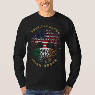 Camiseta Americano Cresceu com Irish Roots Tree USA Flag Un