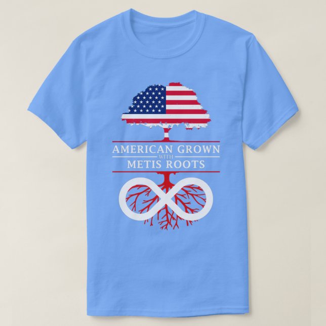 Camiseta Americano cresceu com Metis Roots (Frente do Design)