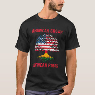 Camiseta Americano cresceu com raízes africanas Árvore nort