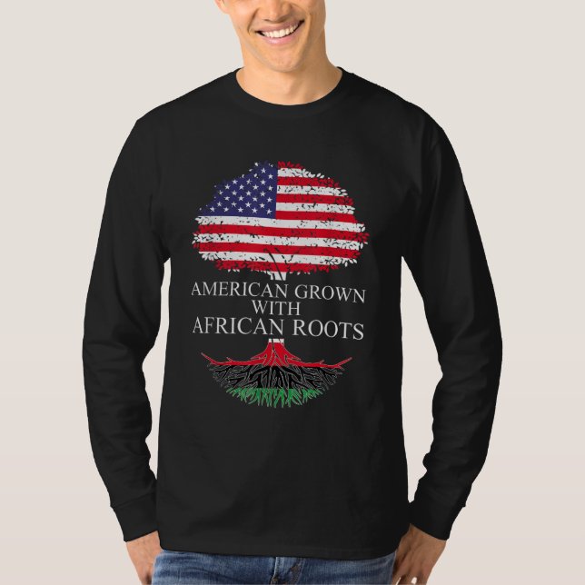 Camiseta Americano cresceu com raízes africanas, Black Afri (Frente)