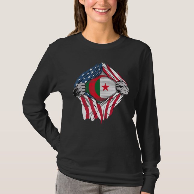 Camiseta Americano Cresceu com Raízes Argelinas 1 (Frente)