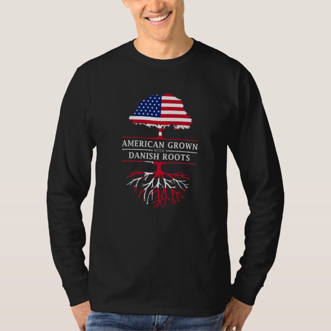 Camiseta Americano cresceu com raízes dinamarquesas na Dina (Frente)