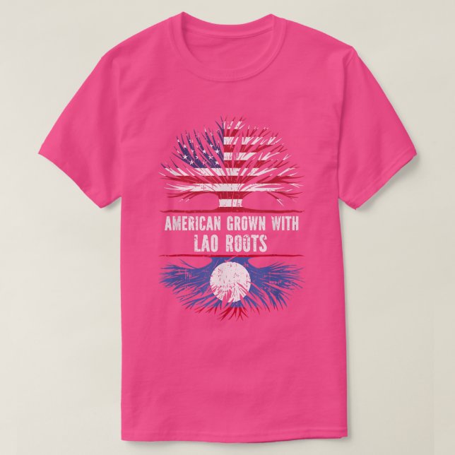 Camiseta Americano cresceu com Raízes do Laos, bandeira dos (Frente do Design)