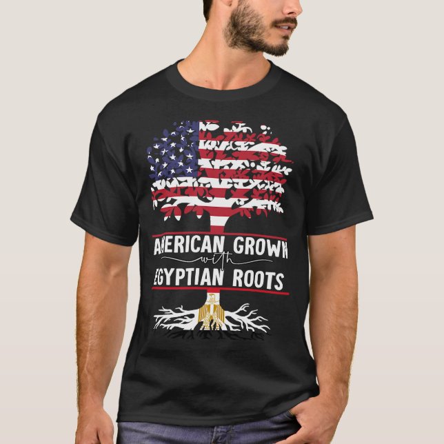 Camiseta Americano cresceu com raízes egípcias (Frente)