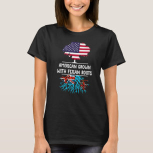 Camiseta Americano Cresceu com Raízes Fijian Fiji Flag Fiji