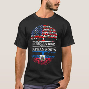 Camiseta Americano Cresceu Com Raízes Haitianas Usa Bandeir