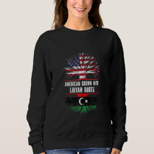 Camiseta Americano Cresceu com Raízes Líbias e Bandeira Dos