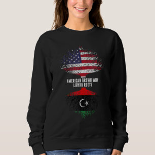 Camiseta Americano Cresceu com Raízes Líbias e Bandeira Dos