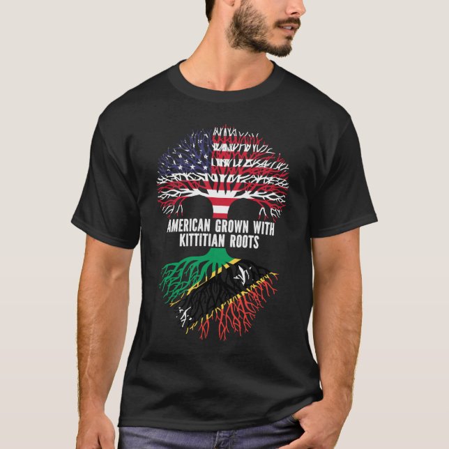 Camiseta Americano cresceu com Raízes Nevisienses Cristóvão (Frente)