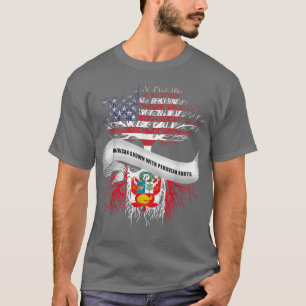 Camiseta Americano cresceu com Raízes Peruanas e Bandeira d