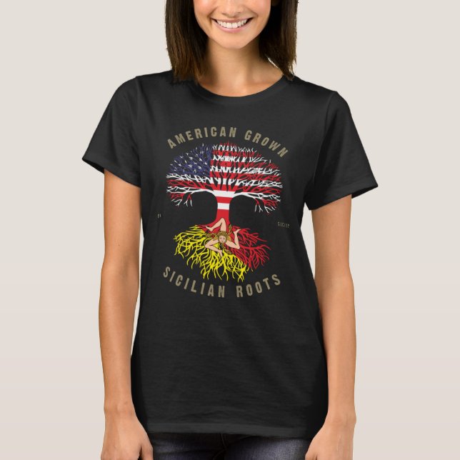 Camiseta Americano cresceu com Raízes Sicilianas em Malta (Frente)