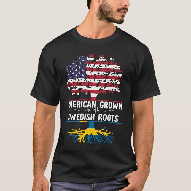 Camiseta Americano cresceu com raízes suecas (Frente)