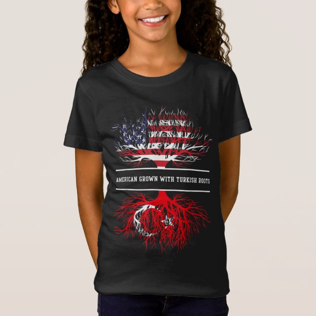 Camiseta Americano cresceu com raízes turcas na Turquia (Frente)