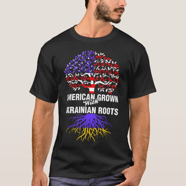 Camiseta Americano Cresceu com Raízes Ucranianas (Frente)
