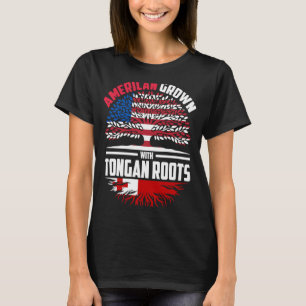 Camiseta Americano Cresceu Com Tongan Raízes Tonga Flag Her