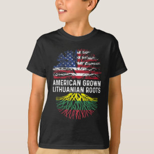 Camiseta Americano Cresceu Raízes Lituanas na Lituânia Fame