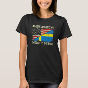 Camiseta Americano Cresceu Sueco Para A Bandeira Da Suecia 