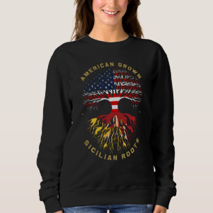 Camiseta Americano Crescido com Árvore Raiz Siciliana USA F