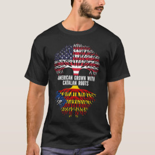 Camiseta Americano crescido com bandeira Catalã Roots USA