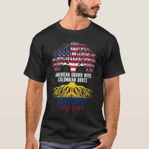 Camiseta Americano crescido com bandeira colombiana roots U