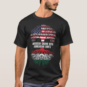 Camiseta Americano crescido com bandeira húngara Roots USA