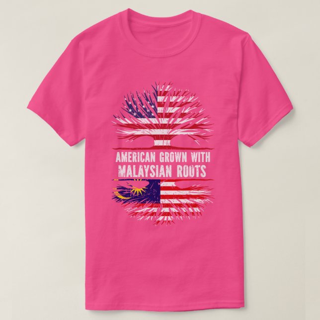 Camiseta Americano crescido com bandeira malaia nos EUA (Frente do Design)