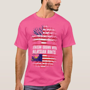 Camiseta Americano crescido com bandeira malaia nos EUA