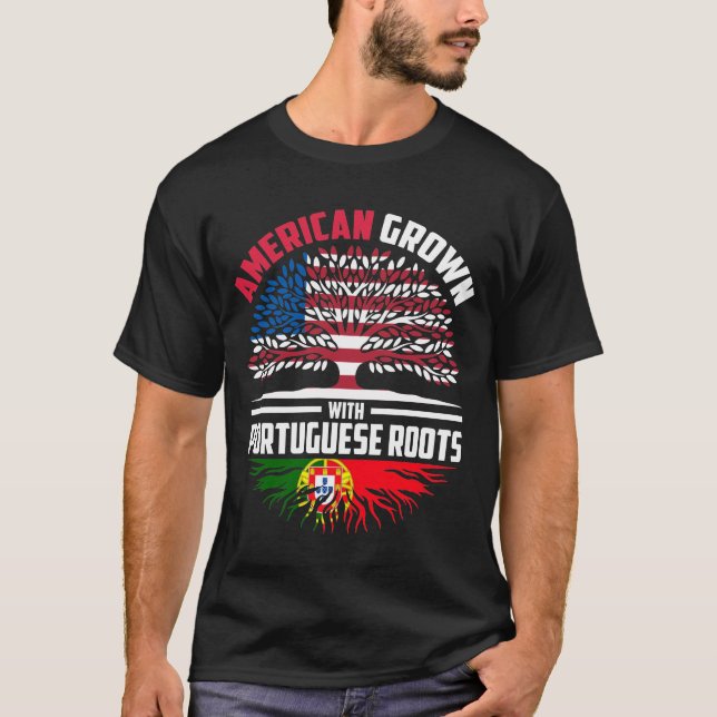 Camiseta Americano Crescido com Bandeira Portuguesa (Frente)