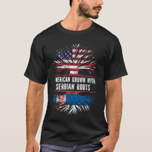 Camiseta Americano crescido com bandeira sérvia roots USA