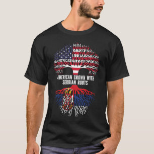 Camiseta Americano crescido com bandeira sérvia roots USA