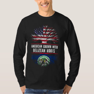 Camiseta Americano crescido com Belizean Roots USA Flag Bel
