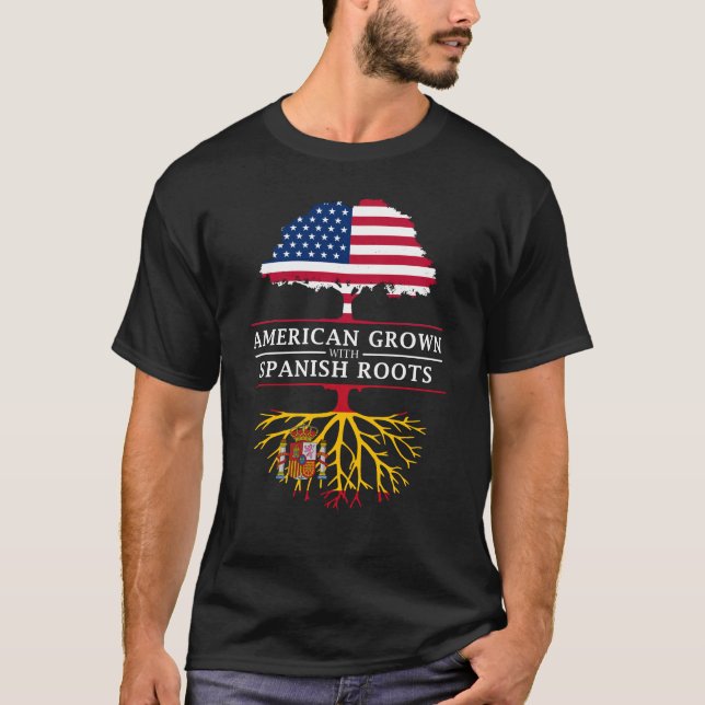 Camiseta Americano crescido com design da espanha   das (Frente)