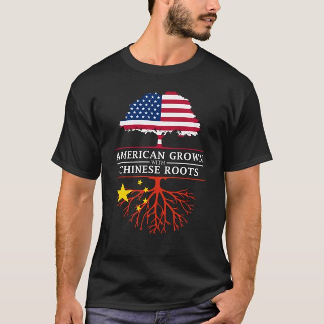 Camiseta Americano crescido com design de China   das (Frente)