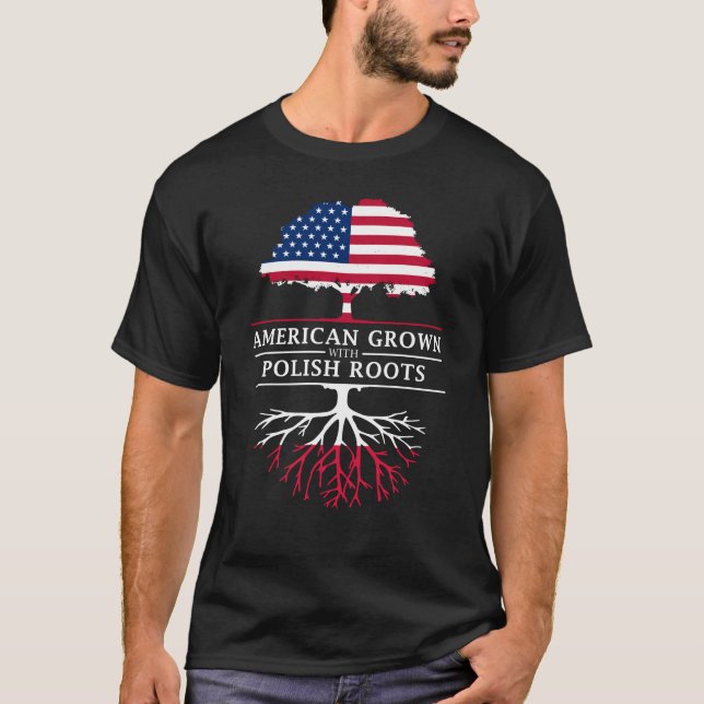 Camiseta Americano crescido com design do Polônia   das (Frente)
