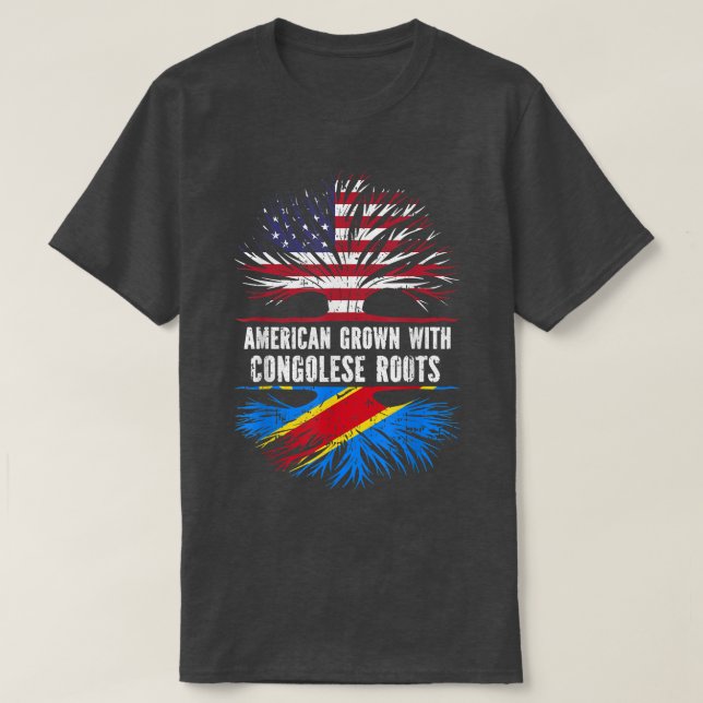 Camiseta Americano crescido com Raízes Congolesas e EUA Ban (Frente do Design)