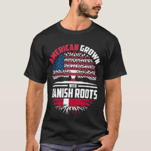 Camiseta Americano Crescido Com Raízes Dinamarquesas, Flag 