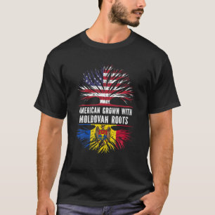 Camiseta Americano Crescido com Raízes Moldovan USA Flag M