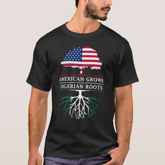 Camiseta Americano crescido com raizes nigerianas   Nigéria (Frente)