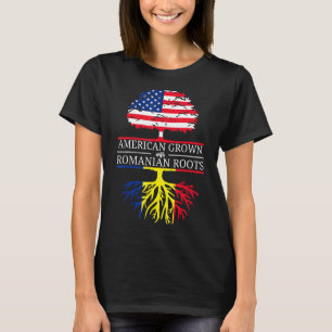 Camiseta Americano Crescido Com Raízes Romenas Usa Bandeira