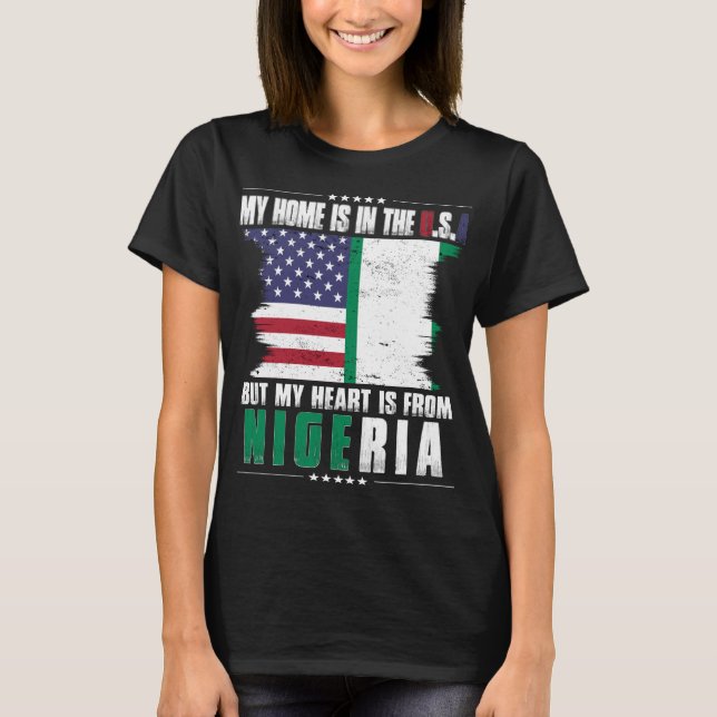 Camiseta Americano crescido nigeriano a partir da Nigéria (Frente)