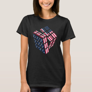 Camiseta Americano Cube Speed Cubing Math Quebra-cabeça Men