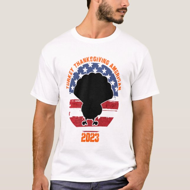 Camiseta americano de ação de graças turquia 2023 | agradec (Frente)