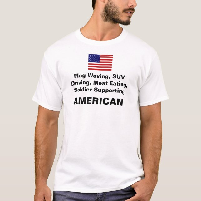 Camiseta Americano de ondulação da bandeira (Frente)